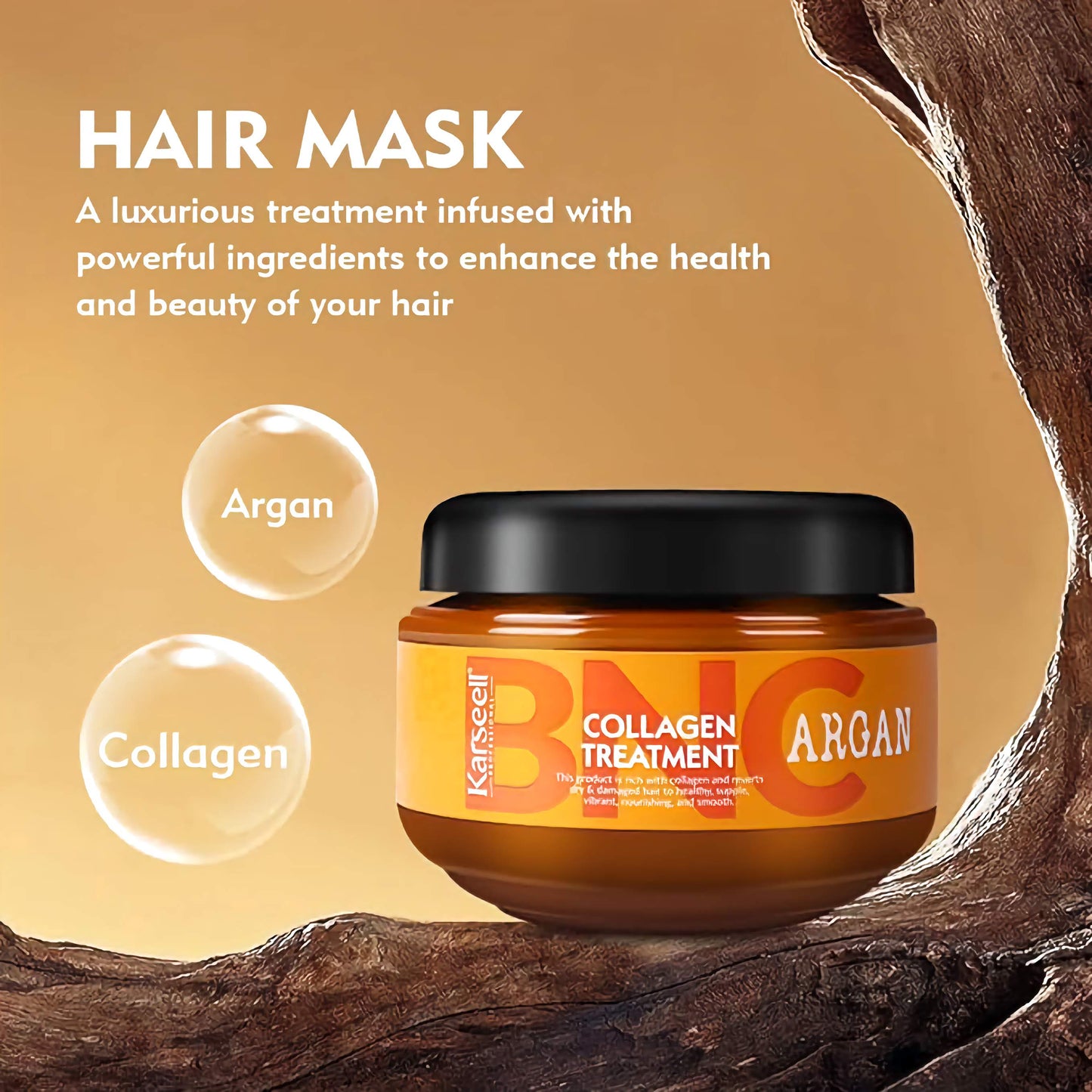 Karseell BNC Collagen Hair Treatment Deep Repair Conditioning Argan Oil Collagen Hair Mask Essence for Dry Damaged Hair All Hair Types 18.6 oz 550ml