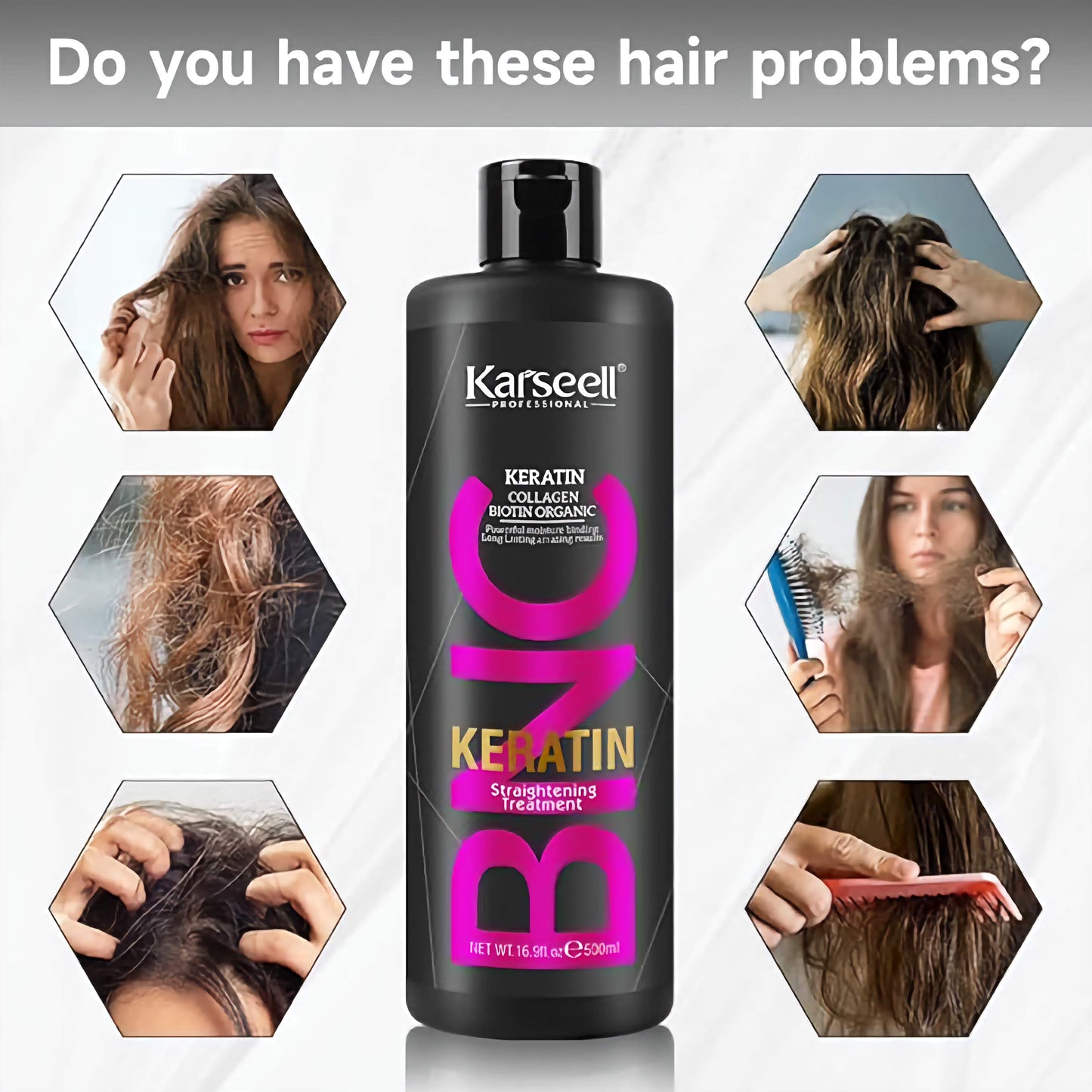 Karseell Brazilian Keratin Treatment Complex Blowout Collagen BIotin Organic Care 16.9 fl oz 500ml Hair Straightening Conditioner